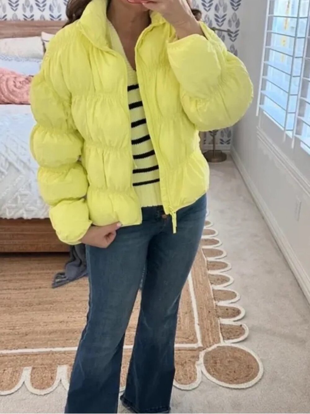 Joy Lab Women's Lemon Yellow Quilted Puffer Jacket Size S NWOT - Picture 4 of 7